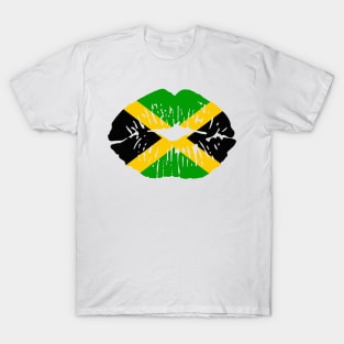Womens Jamaica Lips Kiss Jamaican Flag Pride T-Shirt